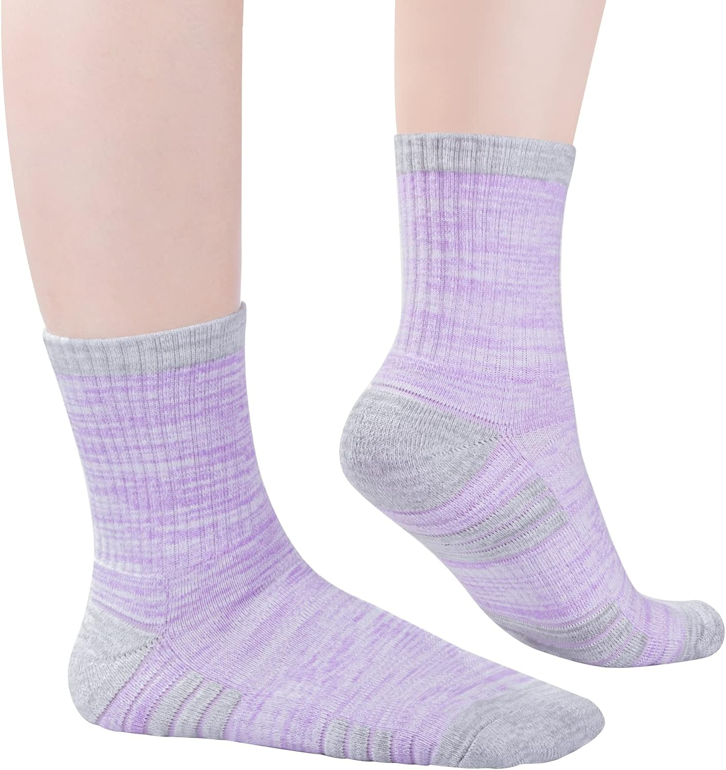 YUEDGE Women'S Cotton Cushioned Crew Sports Socks Mid Calf Outdoor Hiking Socks Moisture Wicking Work Socks for Womens Size 6-11, 5 Pairs image number 3