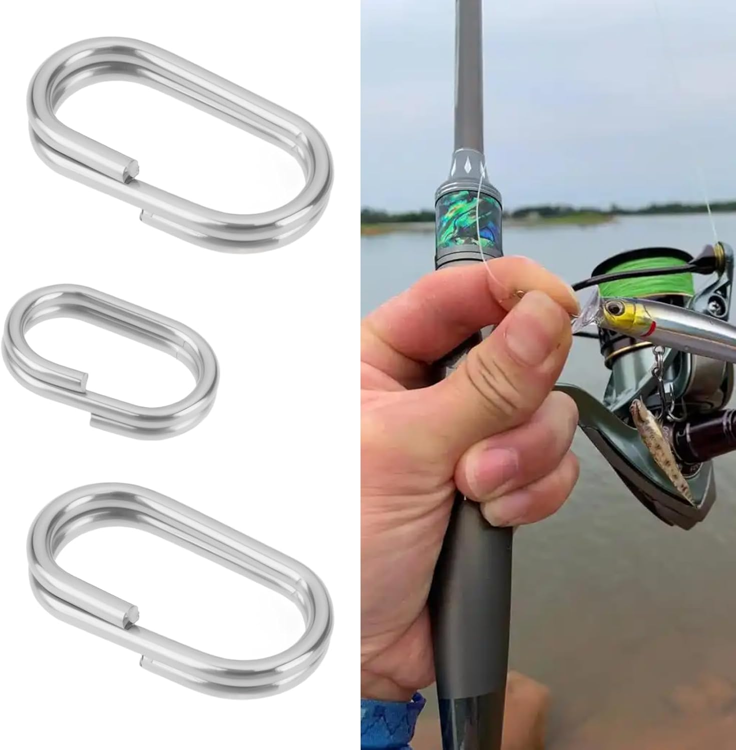 Create Idea 150PCS Oval Stainless Steel Split Rings Fishing Tackle Connection Ring 5 Sizes for Sea or Coarse Fishing Surfcasting Rigs Connector image number 3