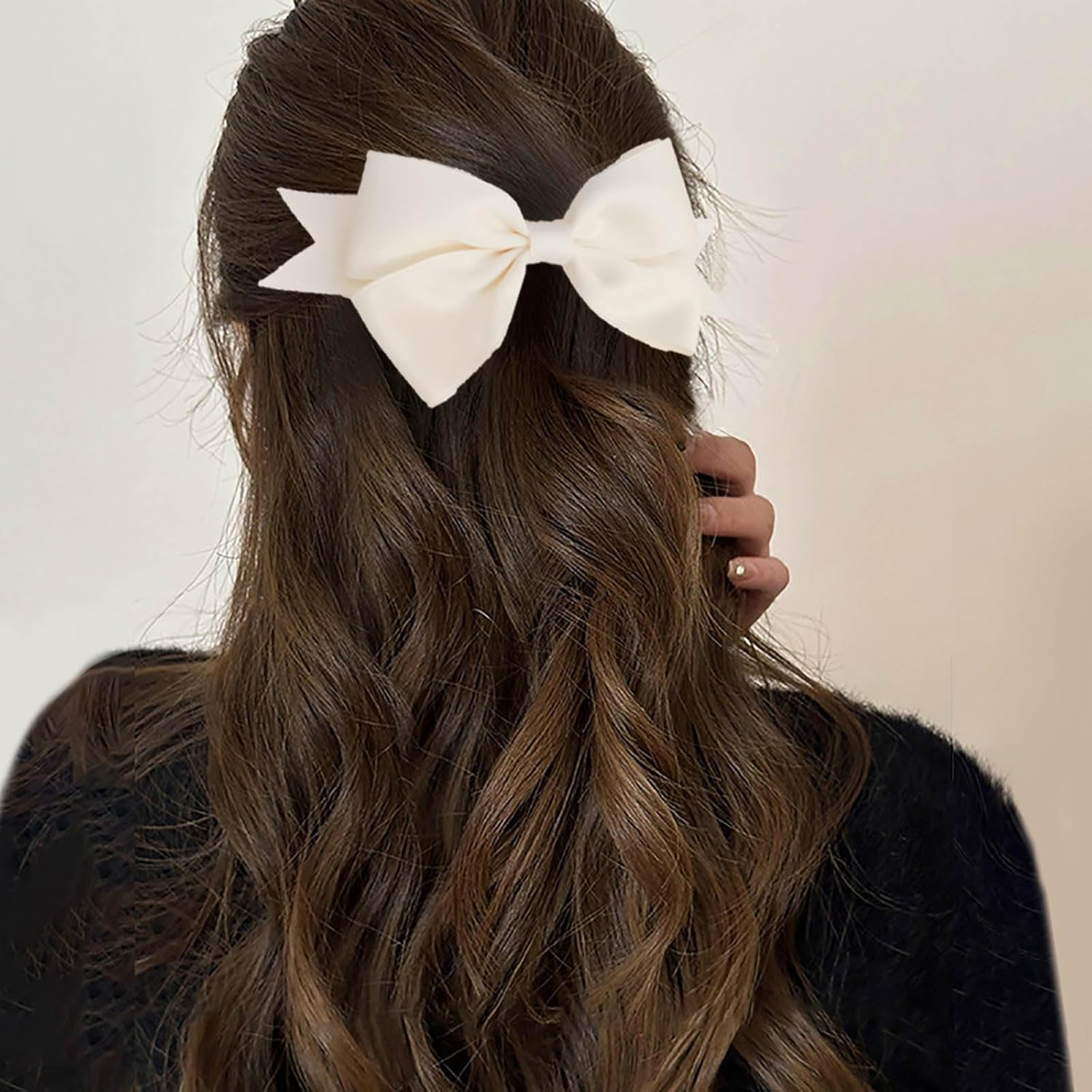 White Hair Bows for Women Bow Hair Clips Silky Satin Bow Clips Cute Hair Bow Clips French Hair Band Bow Wedding Bow Hair Bow Barrette Bowknot Hair Accessories Pink Red image number 3