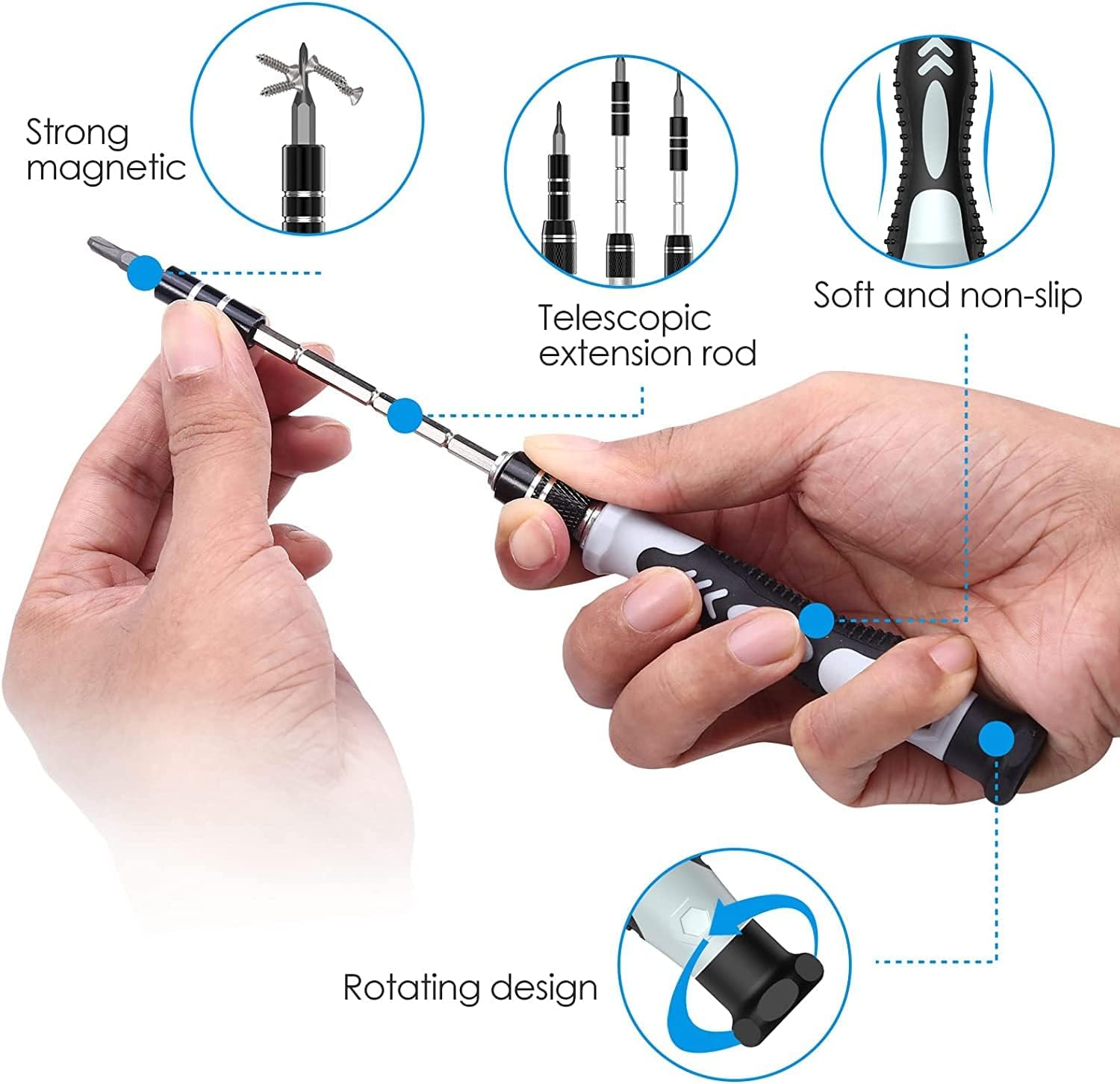 AMIR Precision Screwdriver Set, 132 in 1 Magnetic Screwdriver Set Kit, Electronics Repair Screwdrivers Tool Kit with 108 Magnetic Drill Bits for Repair Phone, Watch, Switch, Computer, Tablet, PC