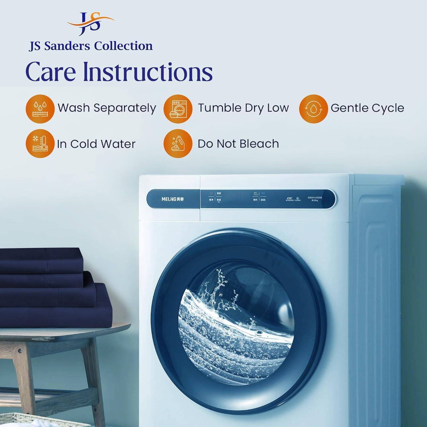 JS Sanders Collection 100% Egyptian Cotton AFT Berth 4 Piece the Best Boat AFT Berth Bedding Fits Mattresses up to 8&rdquo; Depth Sheet Set - 600 TC Navy Blue image number 3