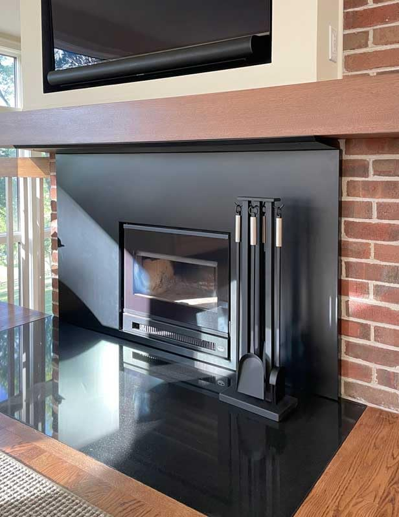 Pilgrim Home and Hearth 18039 Contemporary Fireplace Tool Set, 32" H, 22 Lb, Matte Black with Brushed Steel Handles image number 2