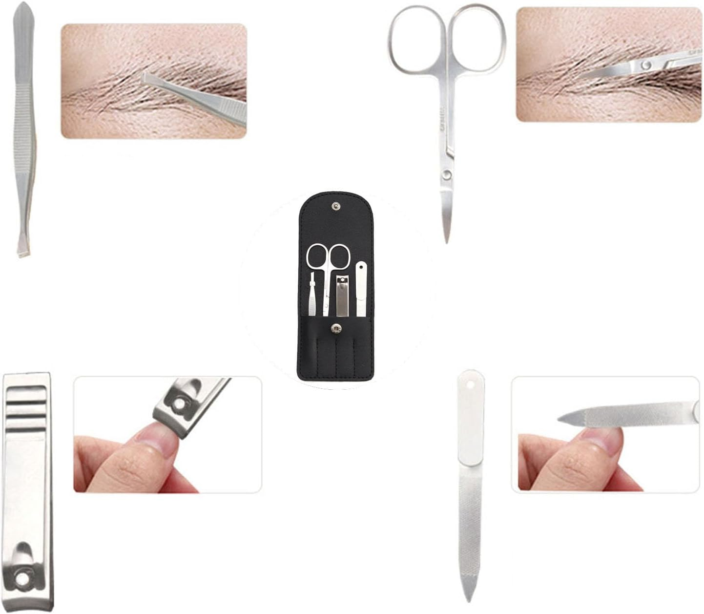 Manicure Set,4 PCS Professional Nail Clippers Kit Stainless Steel Pedicure Kit for Men Women Nail Care Tools Grooming Kit with Travel Case image number 6