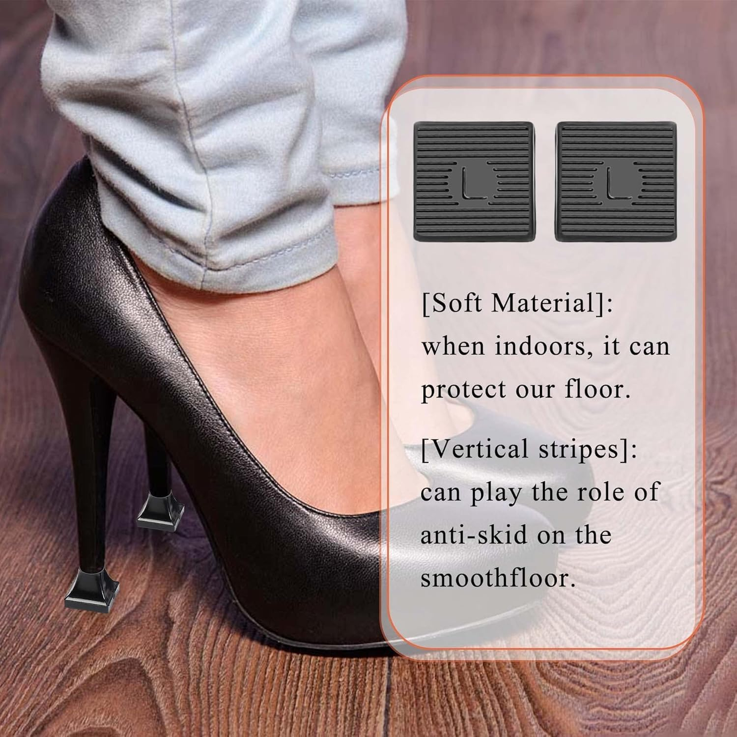 10 Pairs High Heel Protectors, 5 Sizes Heel Repair Caps Covers & Stoppers Heel Cover,Noise Reducing Non-Slip Caps for Weddings Races Formal Occasions and Events, Black,Clear image number 3