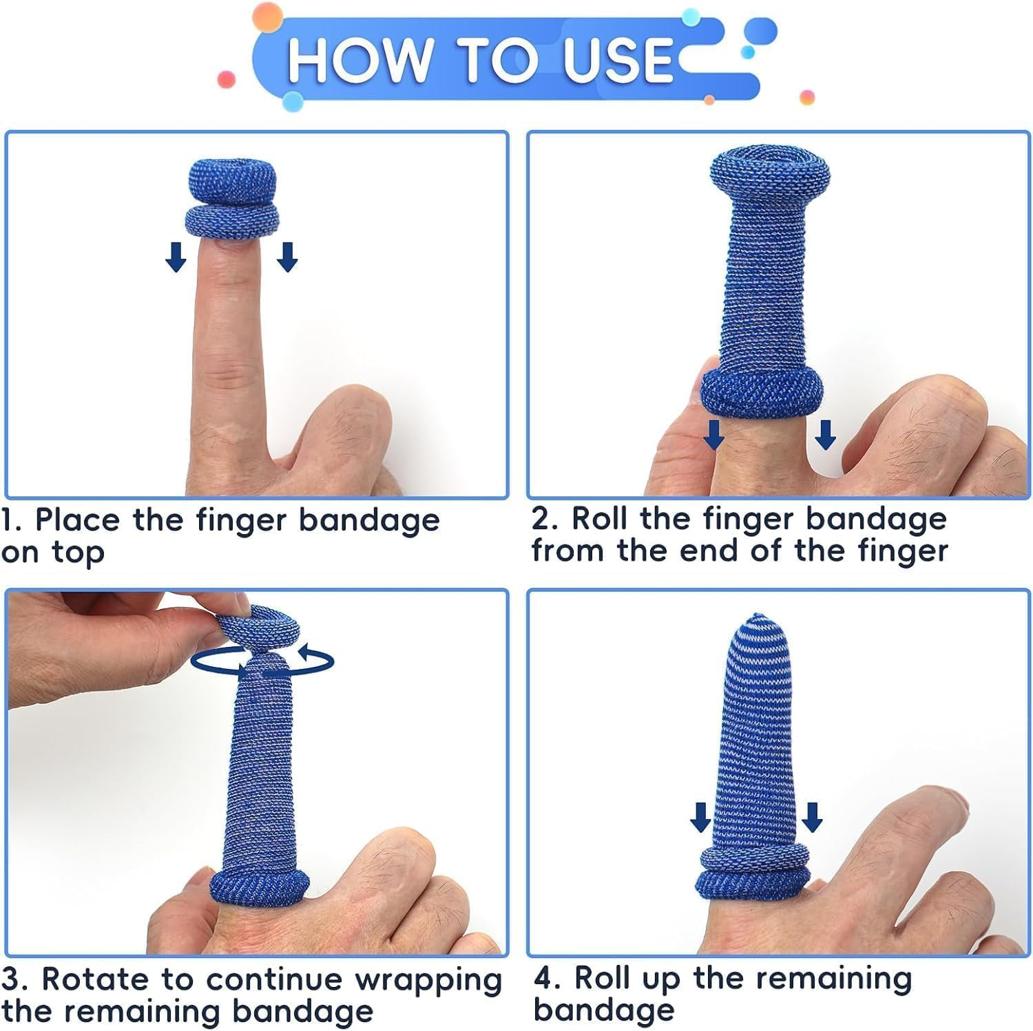 Finger Bandage Tubular Finger Cots Blue,30Pcs Blue Thumb Bandage Finger Bandage Tubular Finger Cot,Tubular Bandage Finger Roll Cotton Finger Cot,Tubular Finger Cots,Tubular Finger Bandage Finger Cots image number 1