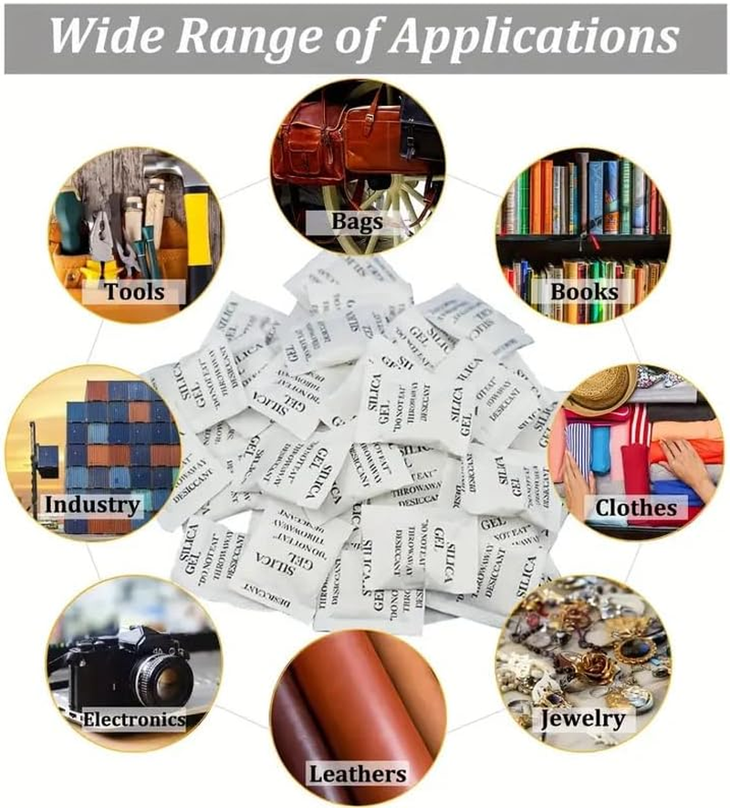 Boolavard Silica Gel - 2 Gram Pouch of 50 Packets (2Gm / 50 Packets) | Silica Gel Pouches for Room Kitchen Wardrobe Cupboard Car Bedroom Camera Lenses Shoes