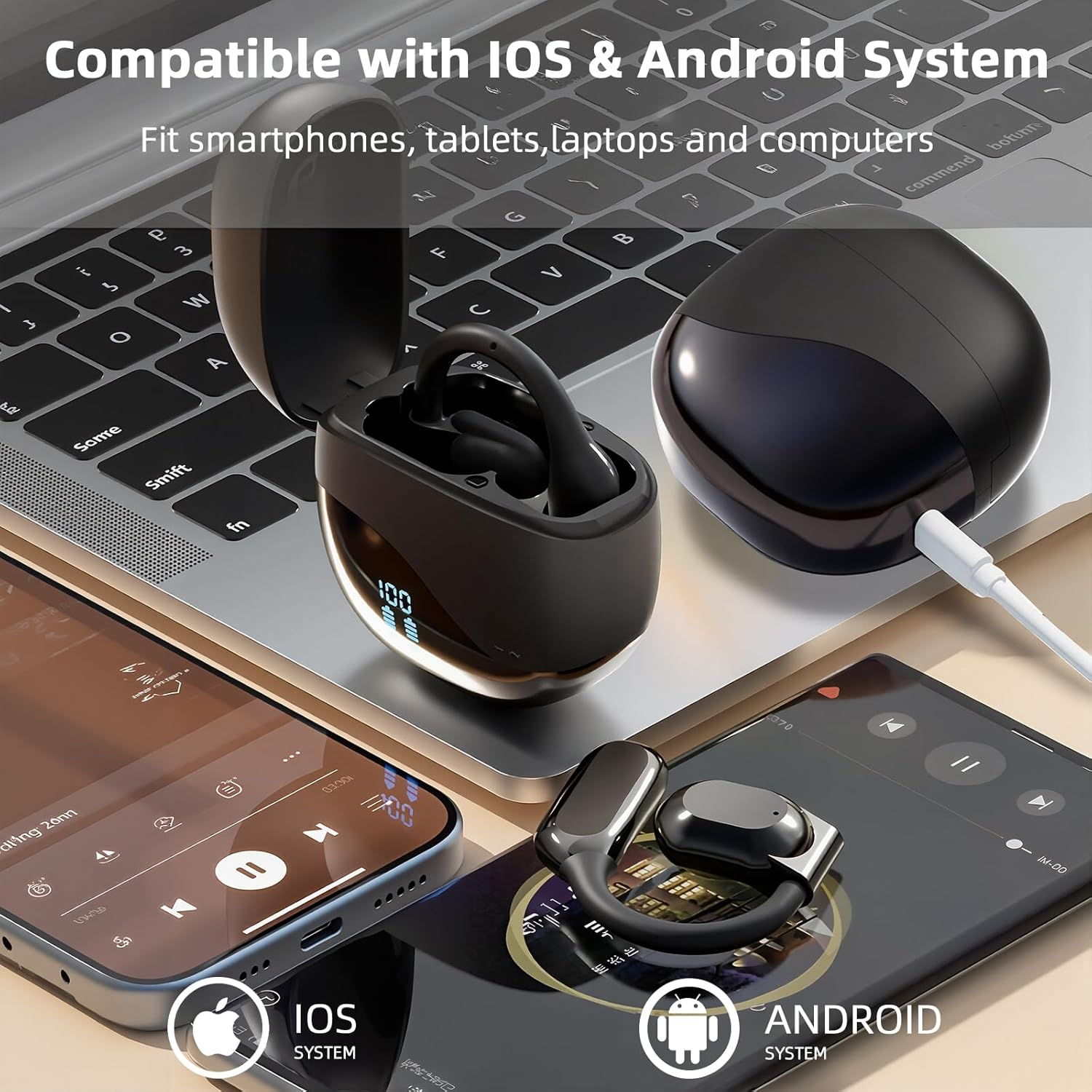 Kitsology AI Translation Earbuds Real-Time, 144 Language Translator Earphones for Iphone & Android, 4-In-1 Translating Device for Travel, Business, and Learning (Black) image number 4