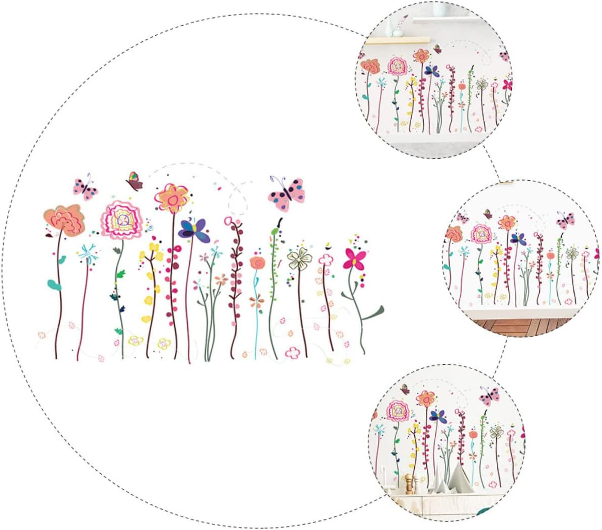 OSALADI Garden Wall Sticker Set Realistic Flower Vines Decal for Living Room Easy Peel Stick Decor image number 6