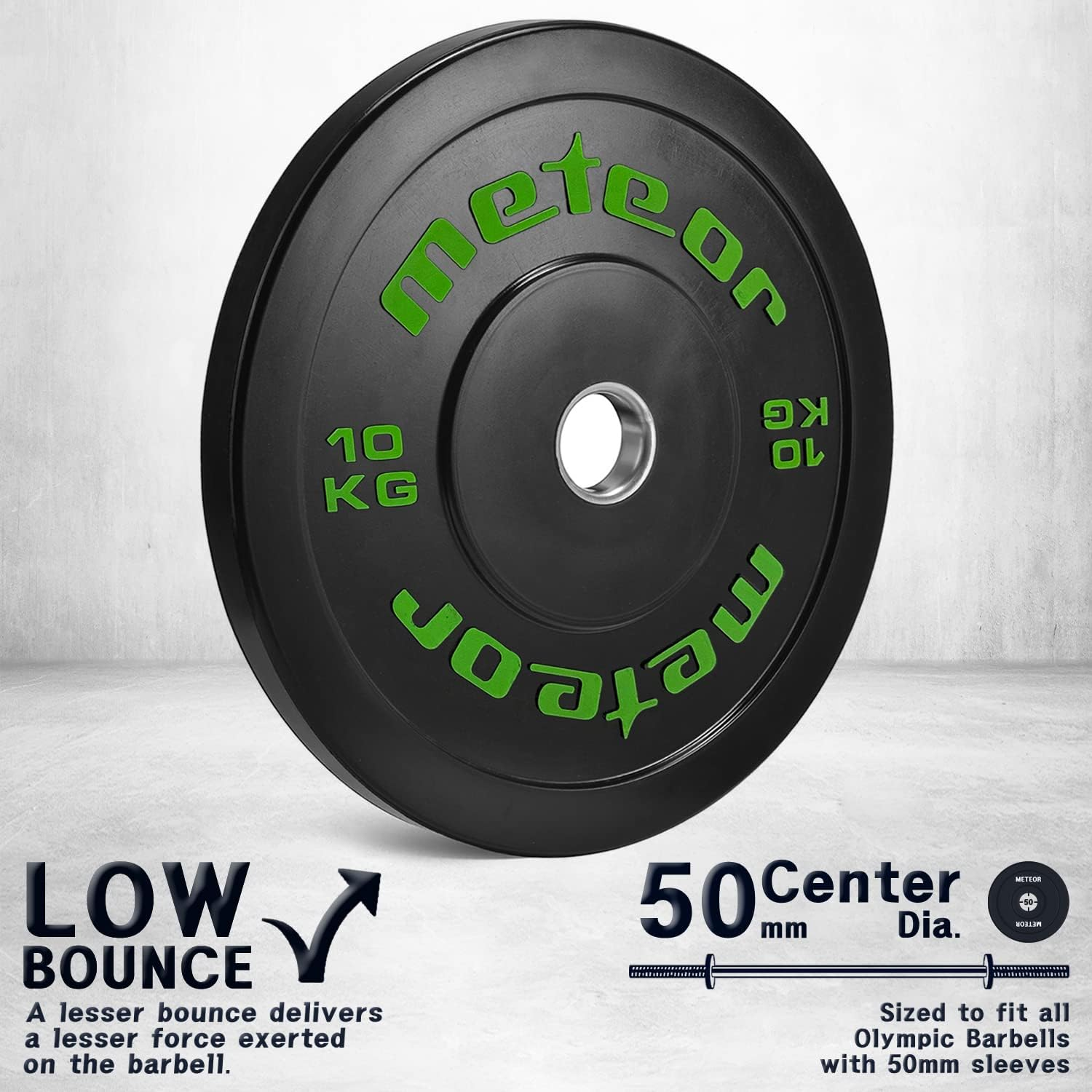 METEOR Essential Bumper Plate, Olympic Plate, Full Rubber Weightlifting Plate - for Barbells with 50Mm Loadable Sleeves - 2.5Kg, 5Kg, 10Kg, 15Kg, 20Kg, 25Kg Weight Plate image number 1