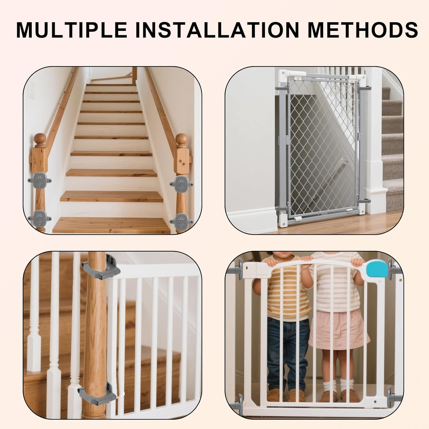 BOXOB 2Pcs Baby Gate Banister Adapter, No-Drill Mounting Accessories Universal Stairway Baby Gate Mounting Kit for round Square Railings image number 3