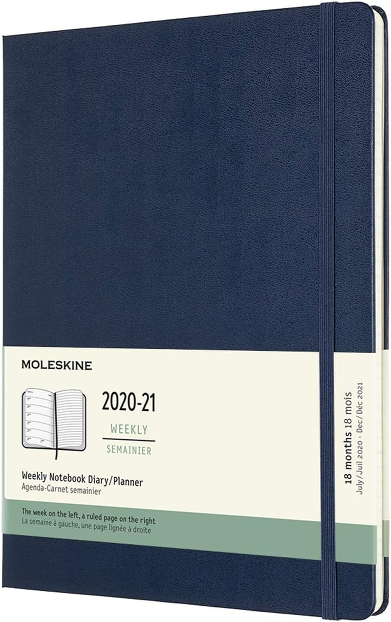 Moleskine 18 Monate Wochen Notizkalender 2020/2021 Extra Large, Saphir: 1 Wo = 1 Seite, Rechts Linierte Seite image number 3