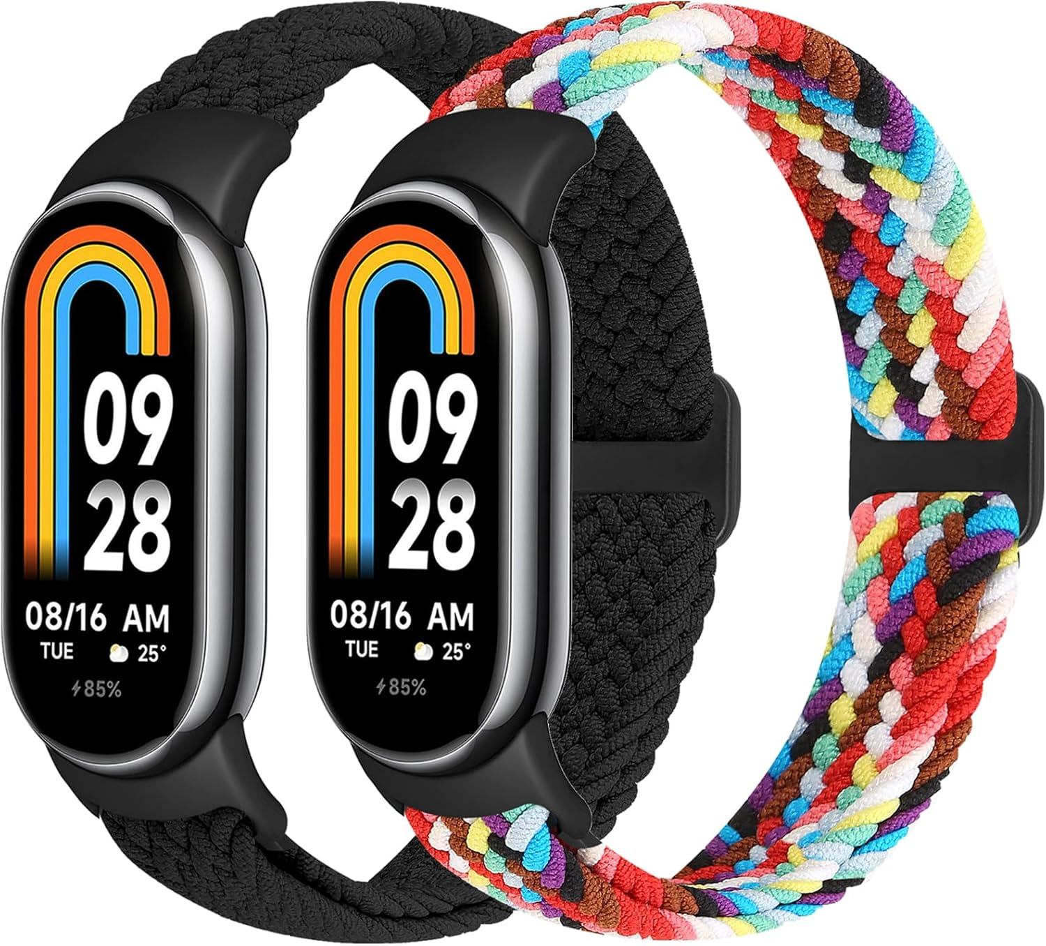 Braided Bands Compatible with Xiaomi Mi Band 10/9/8 Straps for Women Men, Elastic Adjustable Solo Loop Nylon Woven Replacement Wristbands for Xiaomi Mi Band 9/8 image number 3