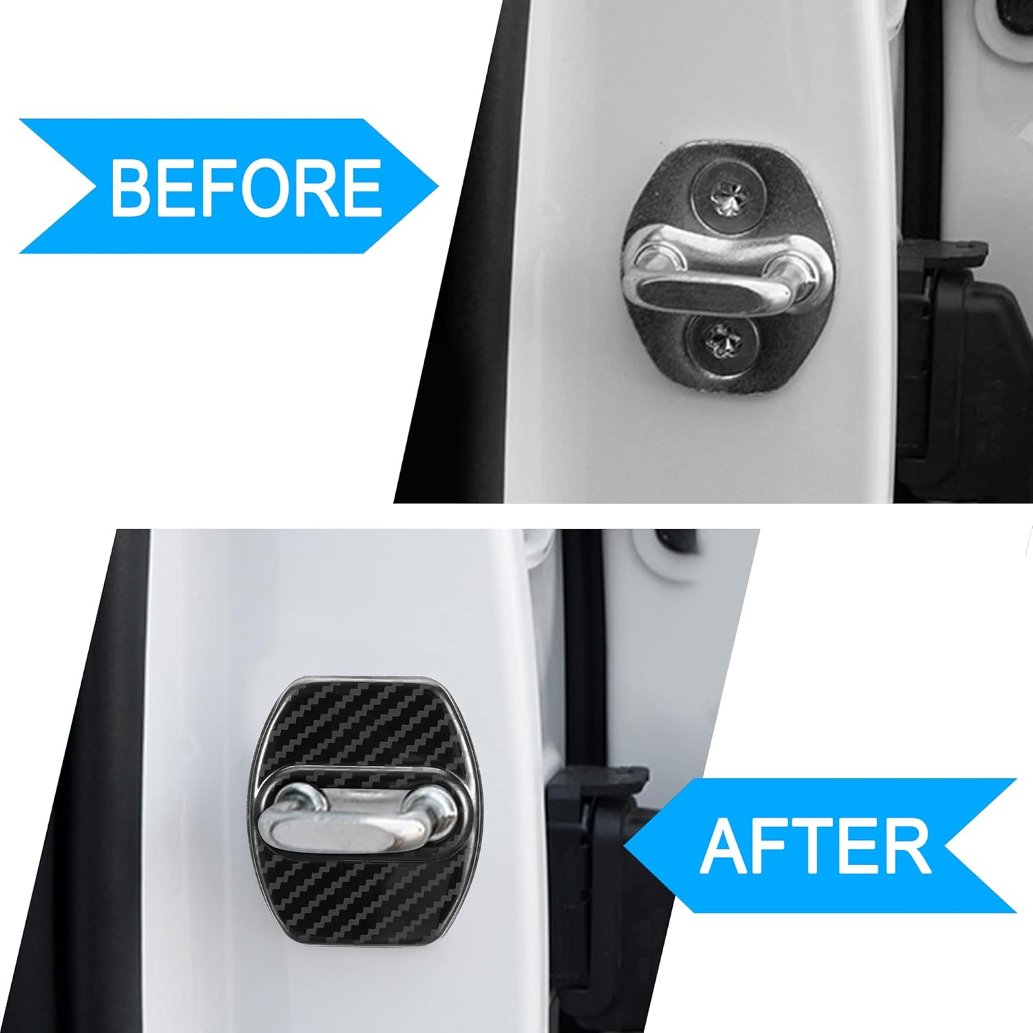 TOMALL 4Pcs Car Door Lock Latches Cover Protector Compatible with Kia Stinger Sorento Soul Gt-Line GT2 GT1 Optima Forte K5 Accessories Stainless Steel Car Door Lock Trim Decorations (Carbon Fiber) image number 2