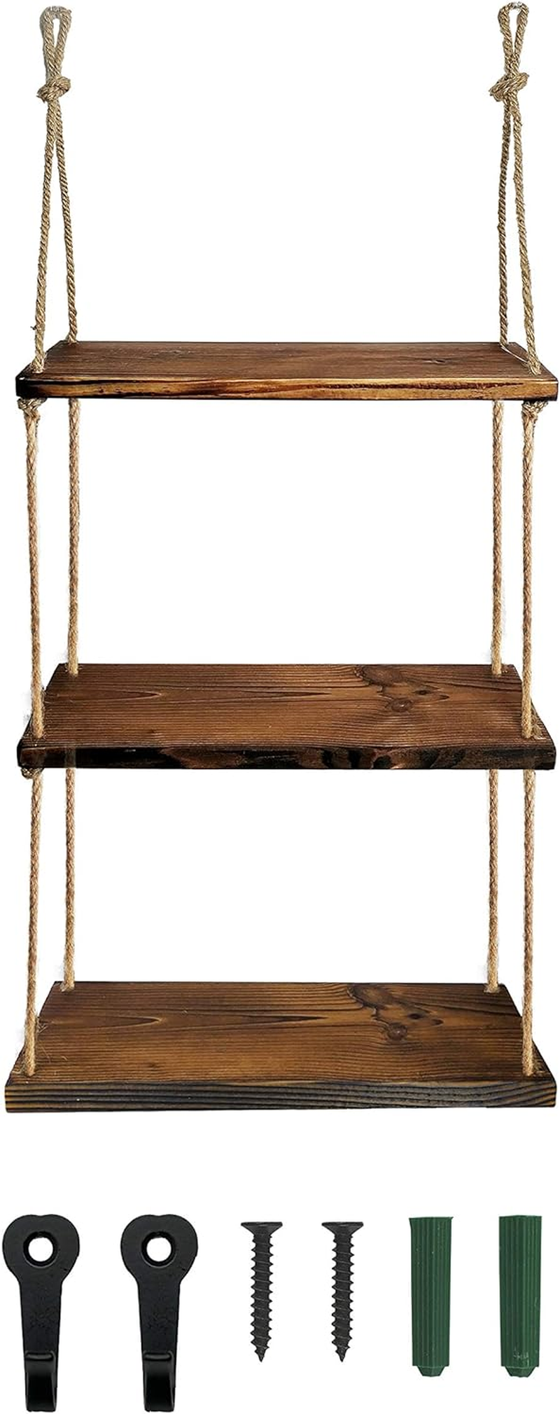 Hanging Shelves for Wall Rope Hanging Plant Shelf Rustic Wood Floating Shelf for Bathroom Bedroom Farmhouse Home D&eacute;cor image number 3