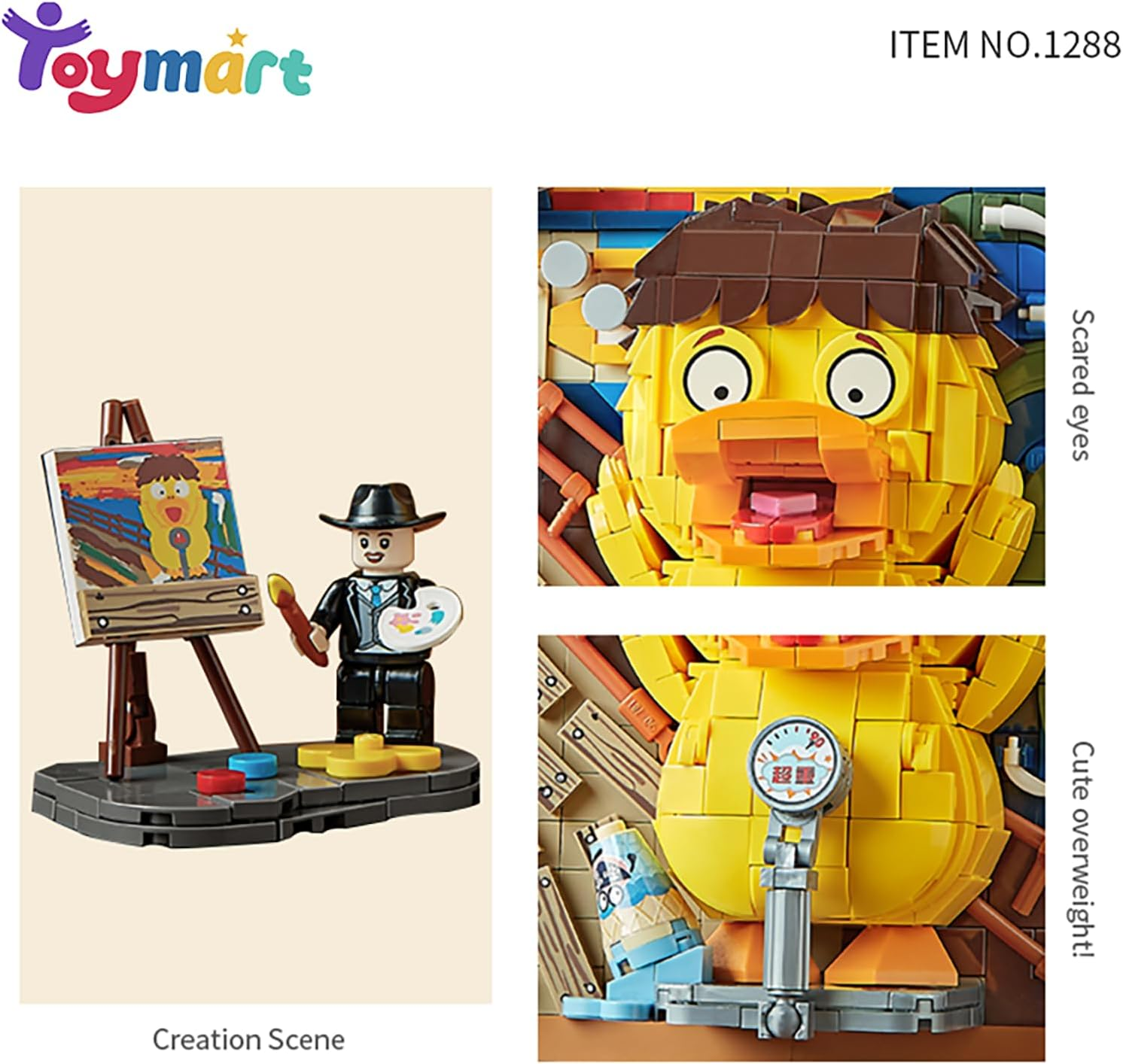 TOYMART Scream Duck Funny Wall Art Mini Building Blocks Set 893PCS &ndash; Cute 3D Brick Frame, the Scream Parody, DIY Building Toy for Teens Adults, Art Gifts, Collectible Decor image number 6