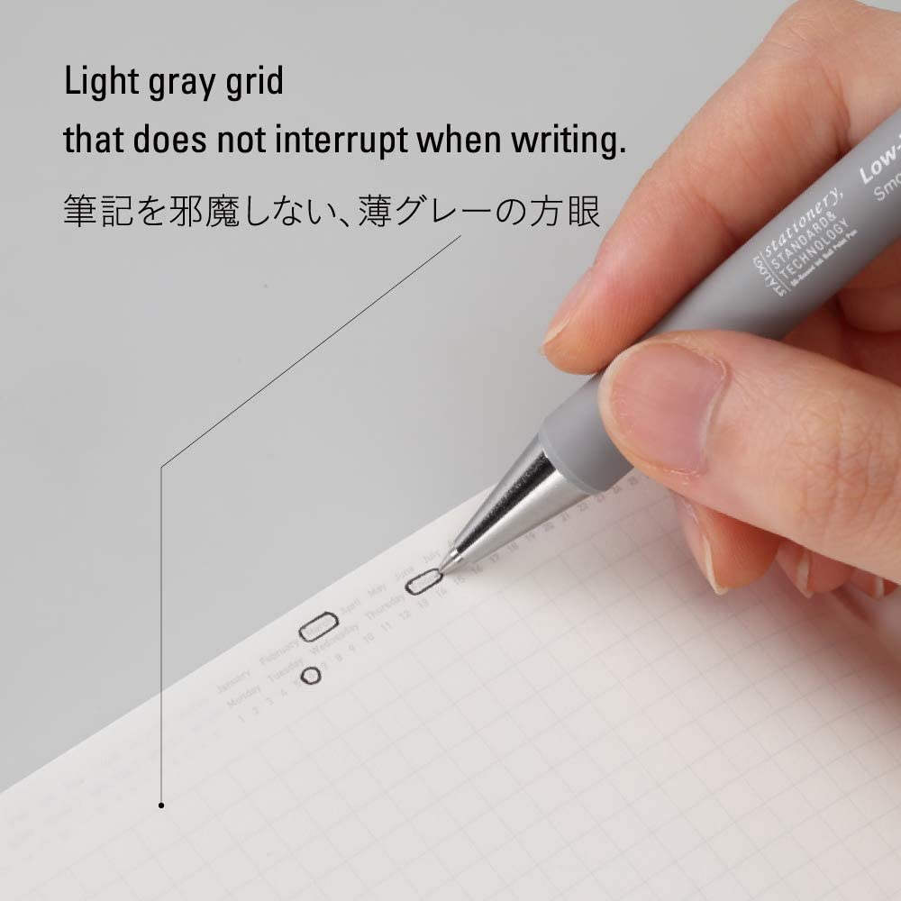 Nitoms SS0130 STALOGY Notebook, A5, Squared, 1/2 Ear, Cloud Gray image number 6