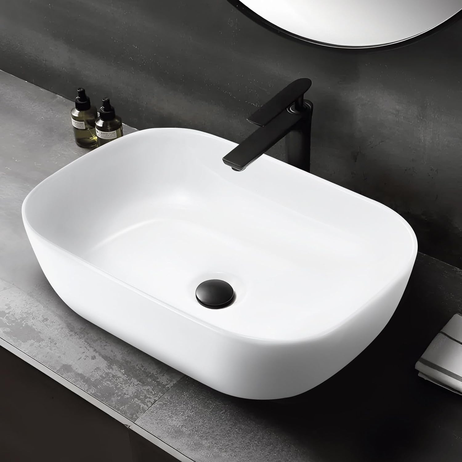 Luxsuite Bathroom Basin Ceramic Sink Vessel Hand Wash Basin Oval Vanity Washing Bowl above Counter Toilet Bath Countertop Basin White image number 5