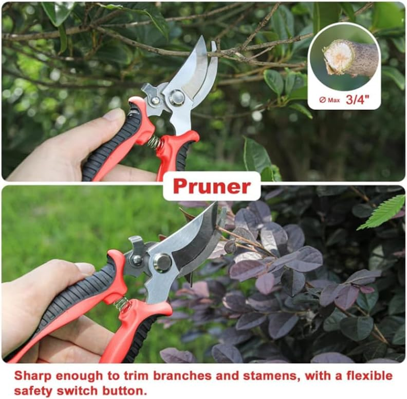 8 Piece Stainless Steel Gardening Tool Sets,Heavy Duty Outdoor Hand Tools Garden Tool Set with Non Slip Rubber Grip,Uprooting Weeding Tool, Gifts for Women Men (Red) image number 3