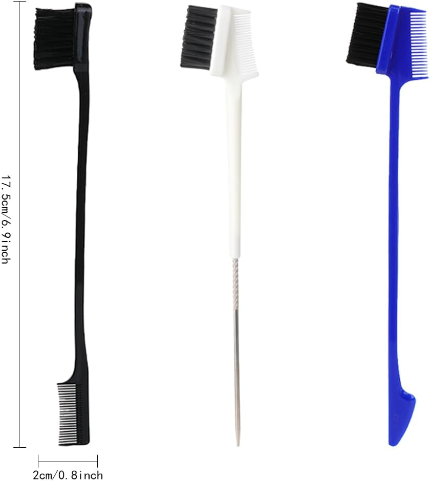 TRKETK 6 Pcs Hair Edge Brush, Double Sided Edge Control Hair Brush Tool Natural Styling Eyebrow Combs Edges Smooth Comb Dual Ended Comb for Eyelash Combs Hairstyling Eyebrow Brushes (6 Colors) image number 4