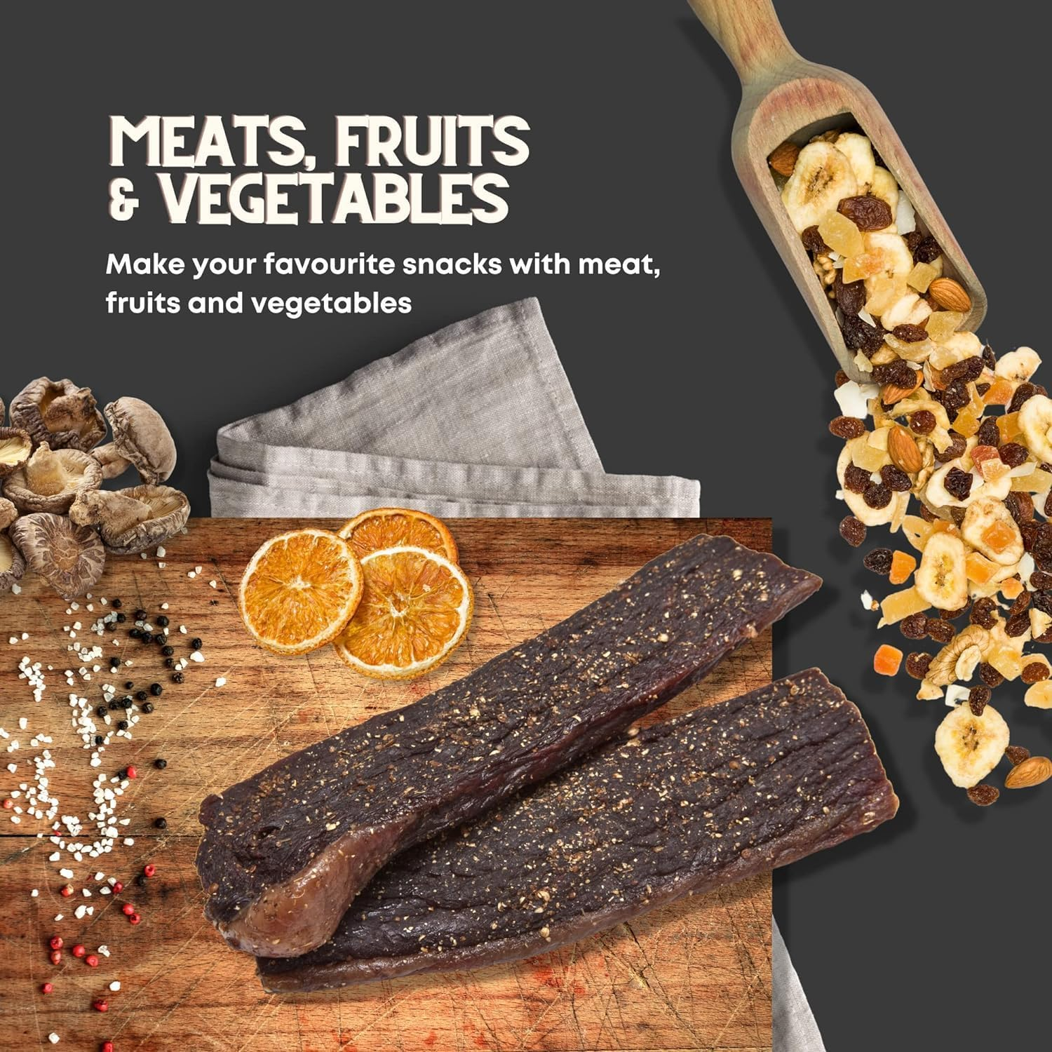 Stainless Steel Biltong Box Food Dehydrator and Drying Cabinet - Large 10 Trays, 5 Hanging Rods, with 20-90&deg;C Temperature Control - Perfect for Drying Biltong, Meat, Vegetable & Fruit image number 1