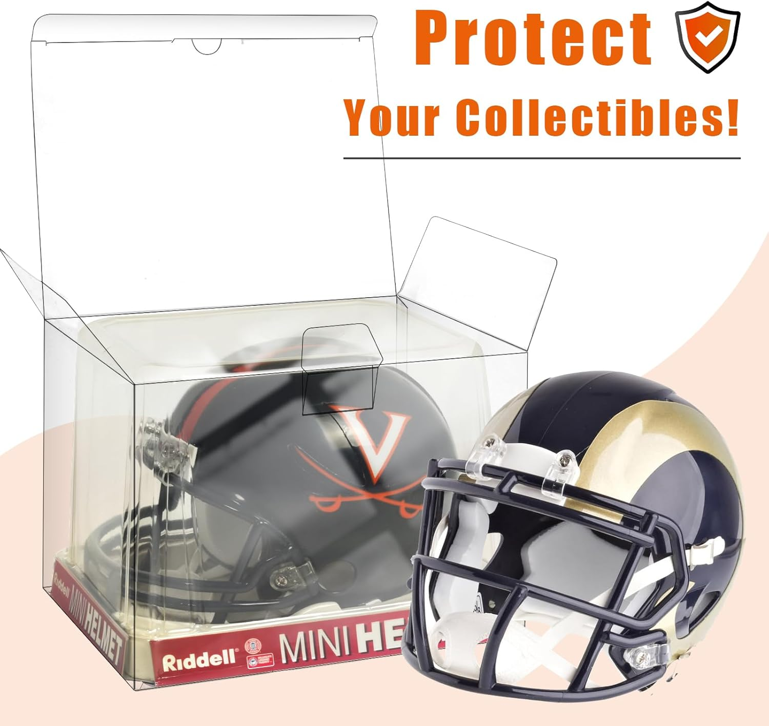 10 Pack Mini Football Helmet Display Case, Mini Helmet Protector Case, Mini Helmet Case for Display