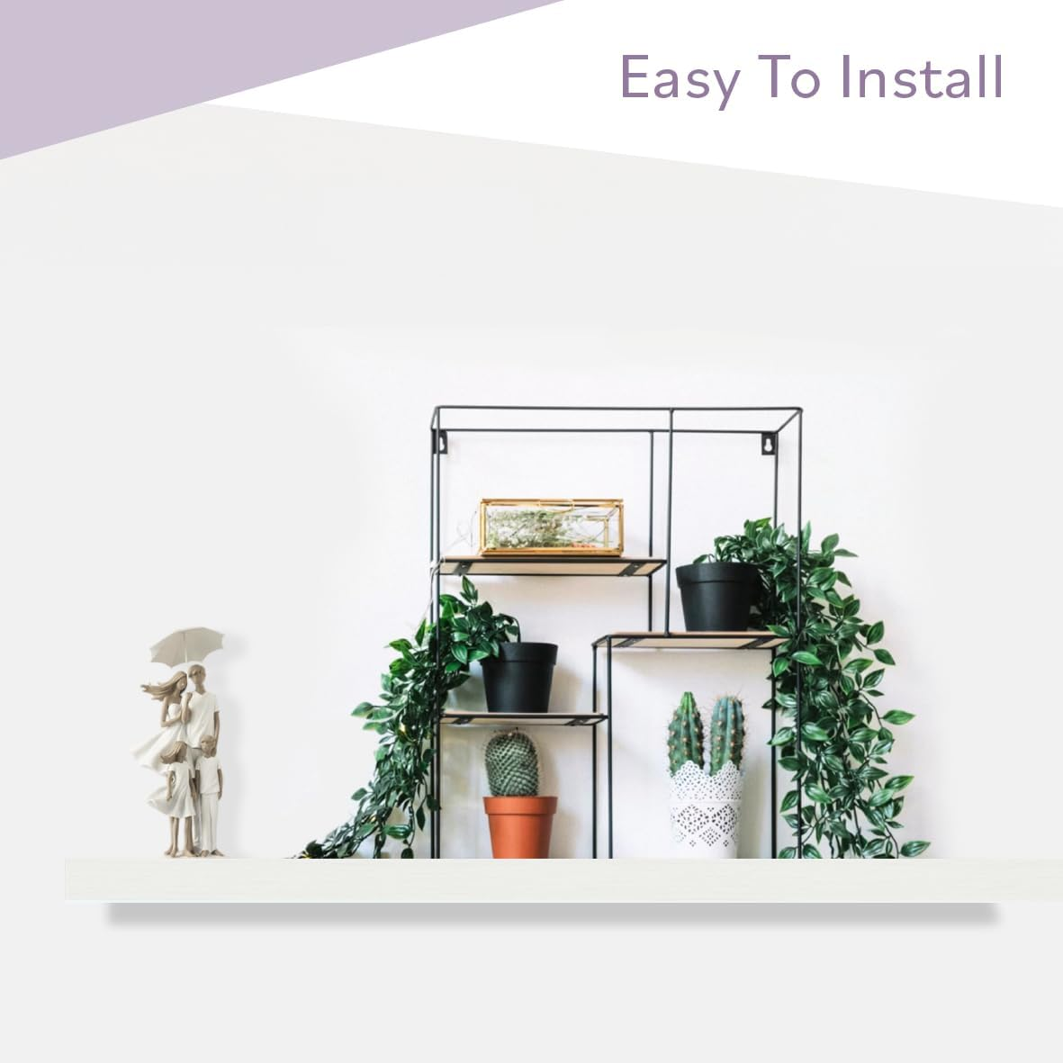 Anika Floating Shelf / 3 Separate Sizes & 4 Colour Options / 3.8Cm Thick Hollowboard/Bedroom/Kitchen/Living Room/Office (White, 60Cm) image number 3