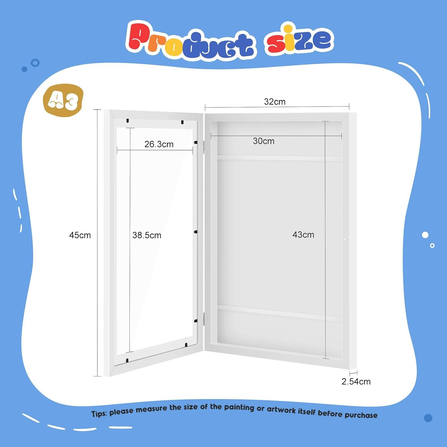 4Pcs A3 Photo Frames Craft Display Kids Art Drawings Canvas Artwork Wall Hanging Storage Wooden Children 150 Pictures Family Portrait Projects White image number 4