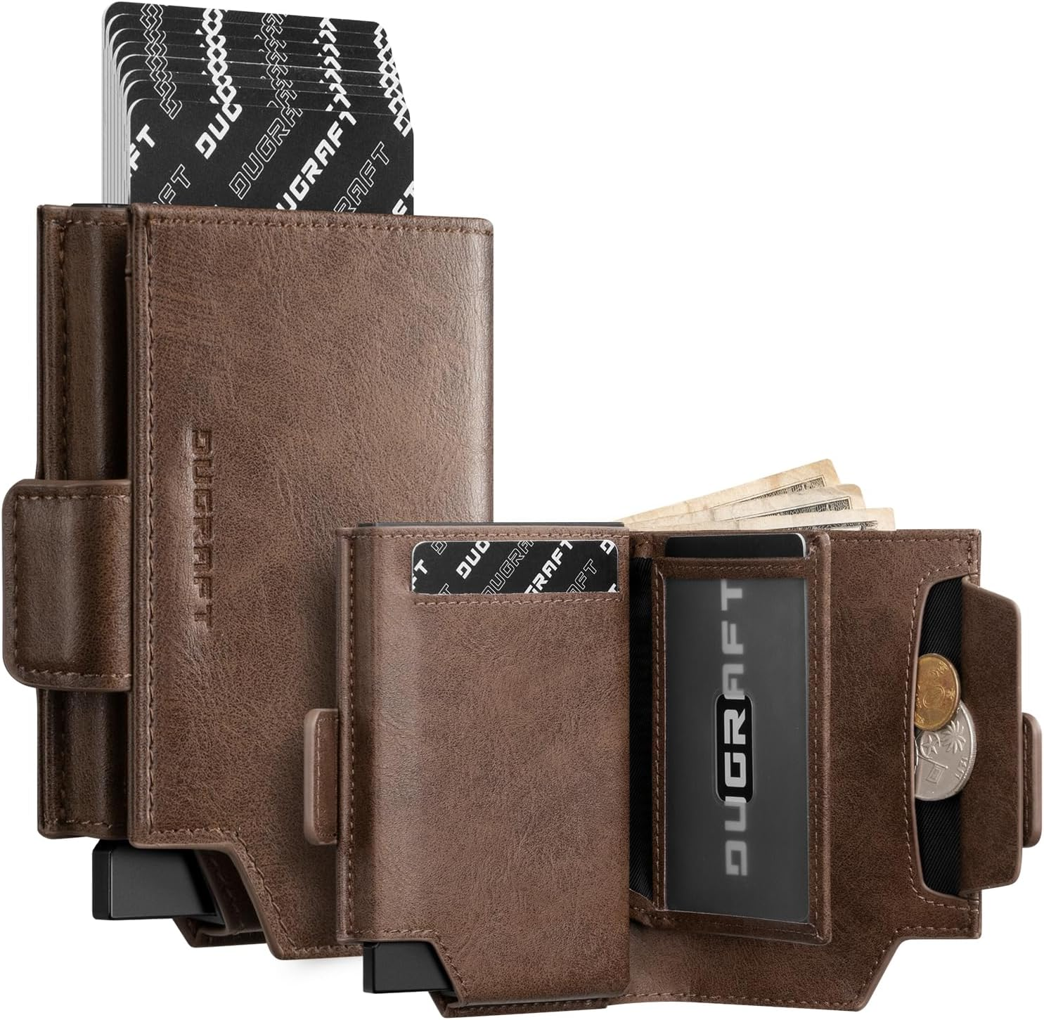 DUGRAFT Card Holder Wallet with Coin Pocket Magnetic Closure RFID Blocking Pop up Cards with ID Window & Money Organizers