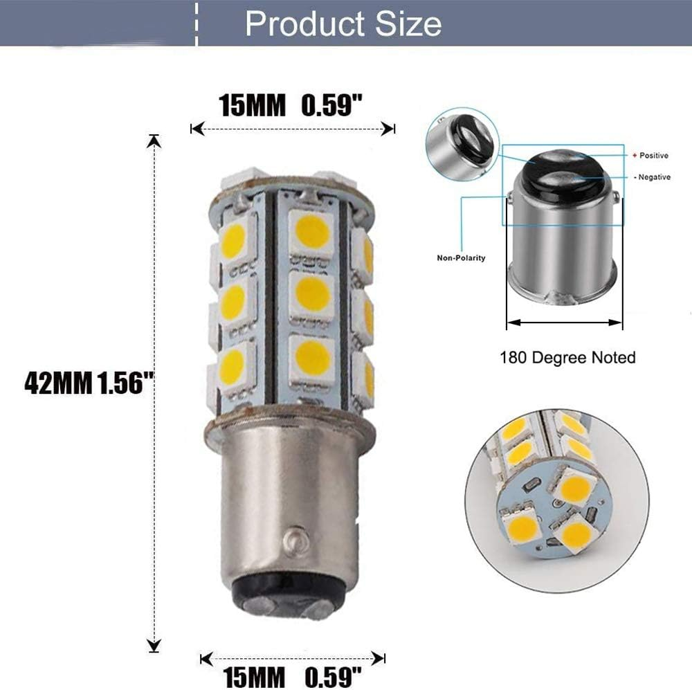 Blyilyb 6-Pack BA15D 1142 1004 Non-Polarity Warm White LED Bulbs Replacement Lamps DC 12V Interior RV Camper Trailer Lighting Boat Yard Light Tail Bulbs image number 1