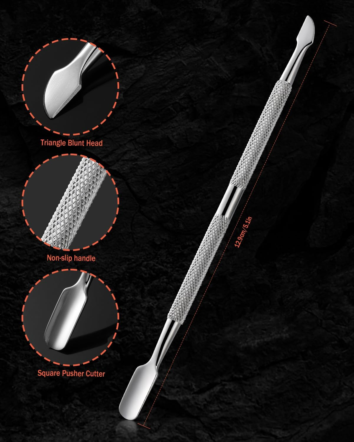 BEZOX Cuticle Pusher - Stainless Steel Cuticle Stick & UV Gel Nail Polish Remover Tool - Professional Double-Ended Cuticle Trimmer Manicure Tool for Healthy and Beautiful Nails image number 5