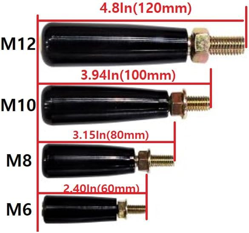 Revolving Hand Knob Handwheel M6 Male Threaded Stem L-6Cm Black for Boat Trailer Jack, Woodworking Cutting Machine, Tailstock, Table Saw, Milling Lathe Tailstock Machinery Part image number 4