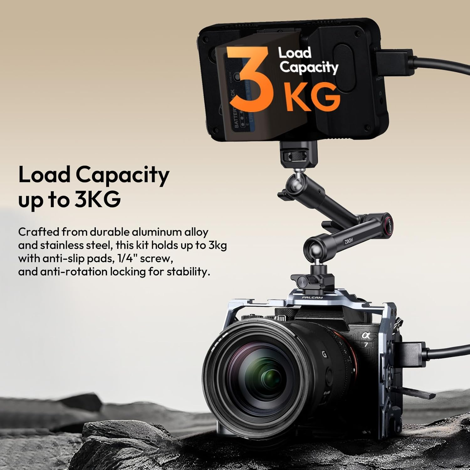 ULANZI HD02 10" Camera Magic Arm Super Clamp Kit with 360&deg; Ball Head,Heavy-Duty Super Clamp,6.6Lbs Load, 1/4"-20 & 3/8"-16 Mount, ARRI Pins, NATO Rail Articulating Friction Arm for Dslr/Monitor/Light image number 1