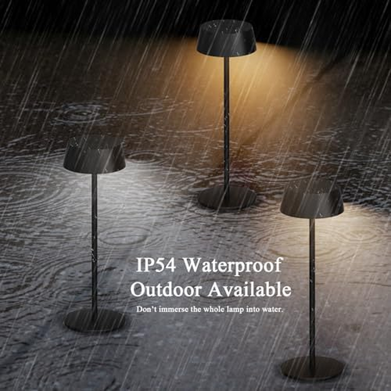 Klighten Pack of 2 LED Dimmable Battery Table Lamp Wireless Touch Metal Aluminium Battery Operated Black Table Lamp IP54 Waterproof Outdoor Portable Table Lamp for Indoor / Outdoor Use, 3000 K ~ 6000 image number 4