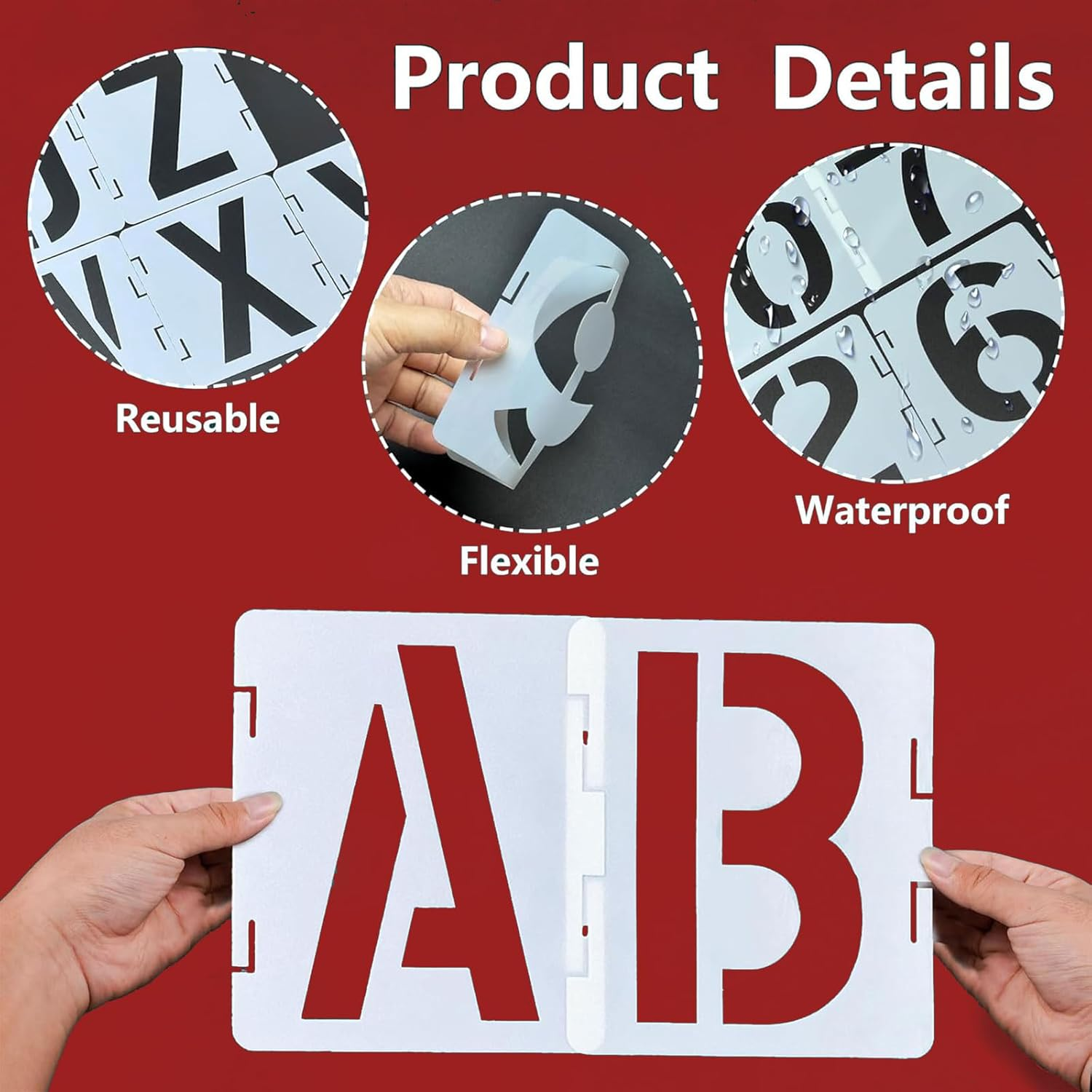 RUIFEN 42-Piece Reusable Alphabet & Number Molds Set - 4.24X5 Inch Plastic Letter Craft Templates for DIY Painting, Baking, Soap Making with Interlocking Symbols (A-Z, 0-9) image number 3