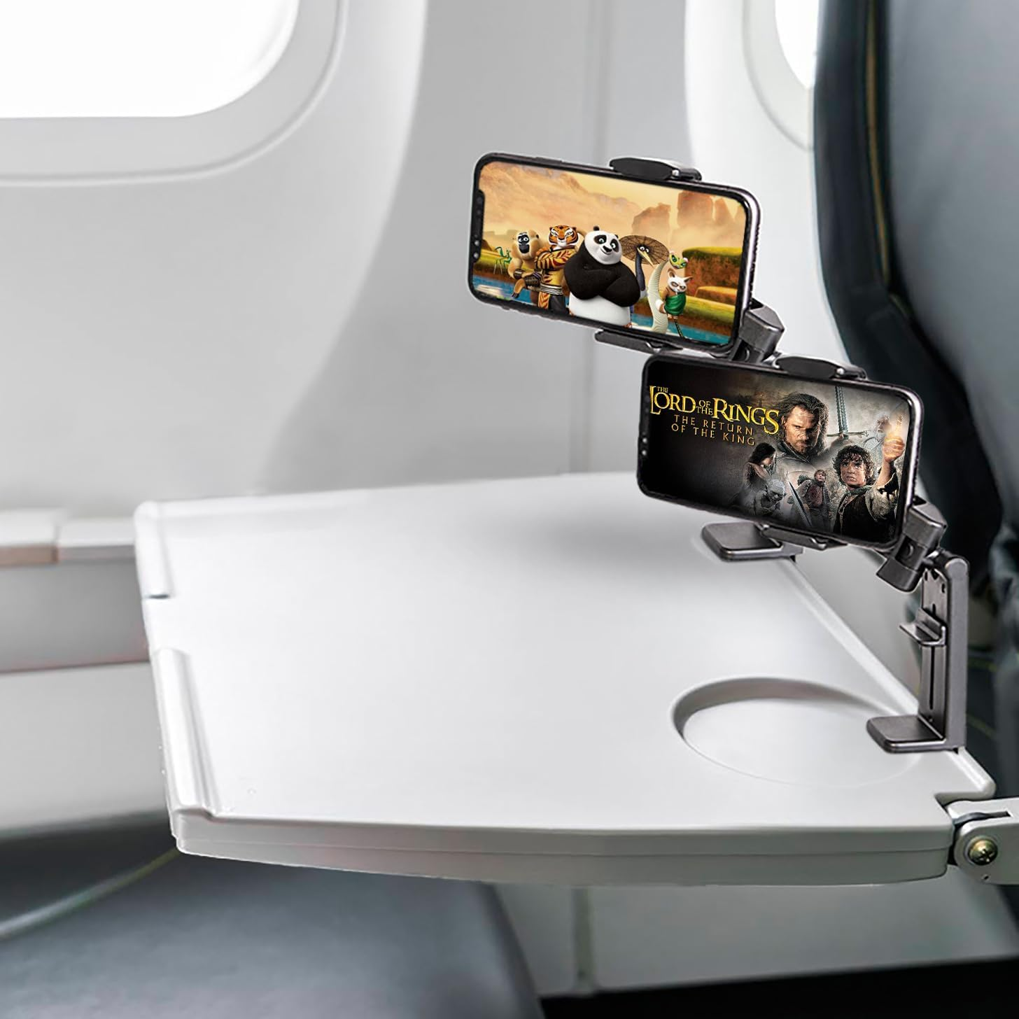 2 Pack Airplane Phone Holder Travel Essentials Accessories Cruise Car Mount Cell Stand Air Plane Table Seat Desk Flight Vacation Size Golf Cart Universal Hands Free image number 3