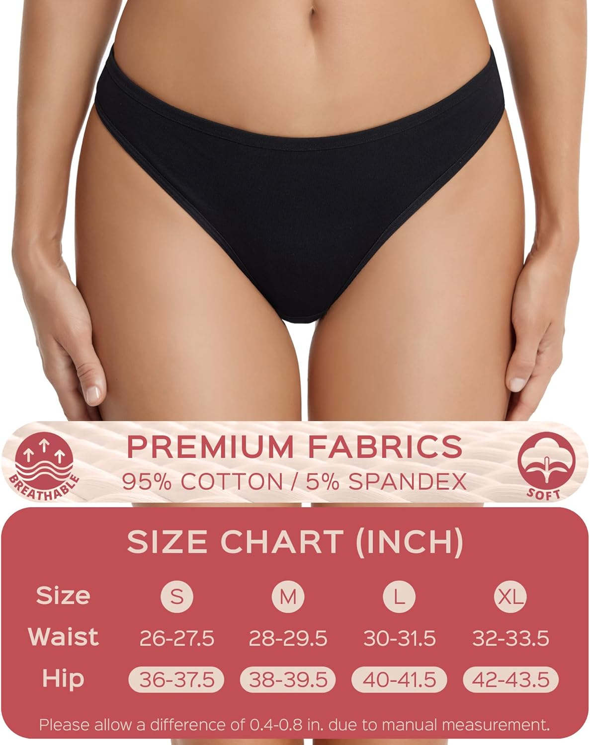 Anzermix Women'S Breathable Cotton Thong Panties Pack of 6 image number 3