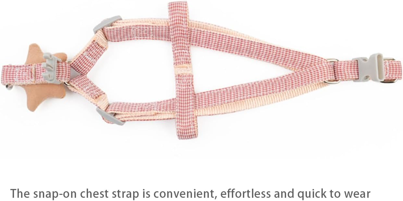 WEZCHUGHAOL Adjustable Soft Suede Dog Harness and Leash Set with Star Decor for Puppy, Small & Medium Dogs - Breathable Comfort Fit Pet Vest for Walking Training (Brown) image number 6