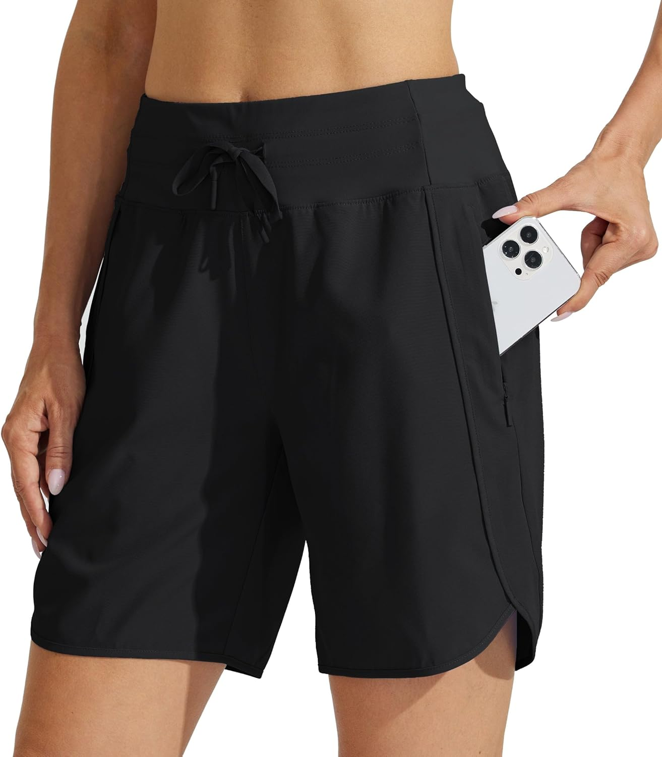 WILLIT Women'S 7" Athletic Running Shorts Long Workout Hiking Shorts Quick Dry High Waisted Active Shorts Zipper Pocket