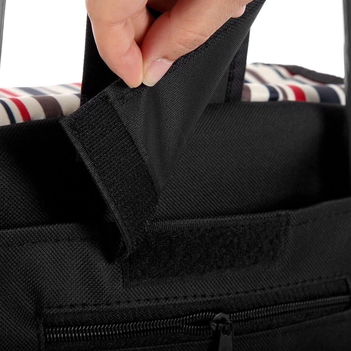 Shopping Trolley with Wheels Foldable Shopping Cart Stair Climbing Utility Cart Tri-Wheel Waterproof Nylon Shopping Bag Aluminium Framed Black image number 2