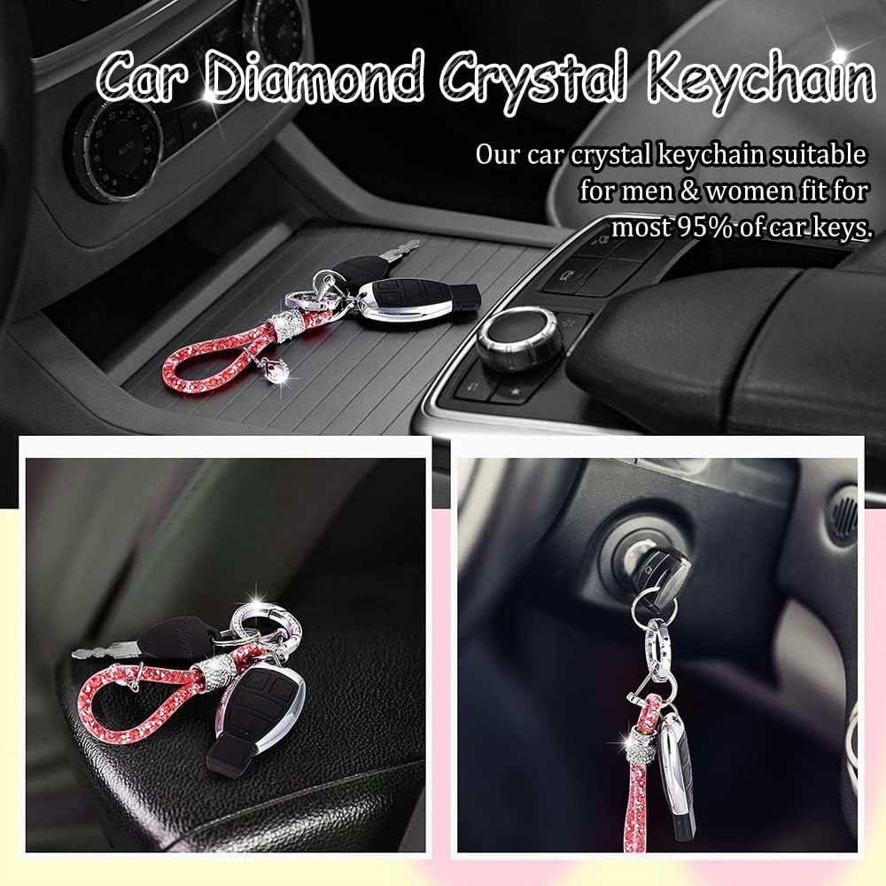 Crystal Car Key Chain for Women, Key Chain Accessories with Bling Rhinestones, Crystal Car Key Ring for All Car Keys - Green image number 6