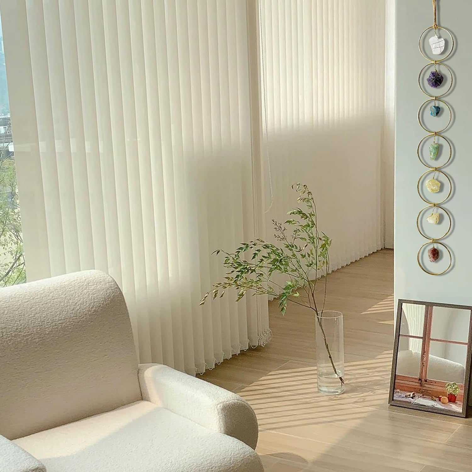 7 Crystal Gemstone Wall Hanger Decor, Raw Chakra Crystal Gemstones, Window Meditation Hanging Ornament, Home Decorations for Yoga Meditaion, Gifts for Christmas Ornaments/Birthday (1PC) image number 6