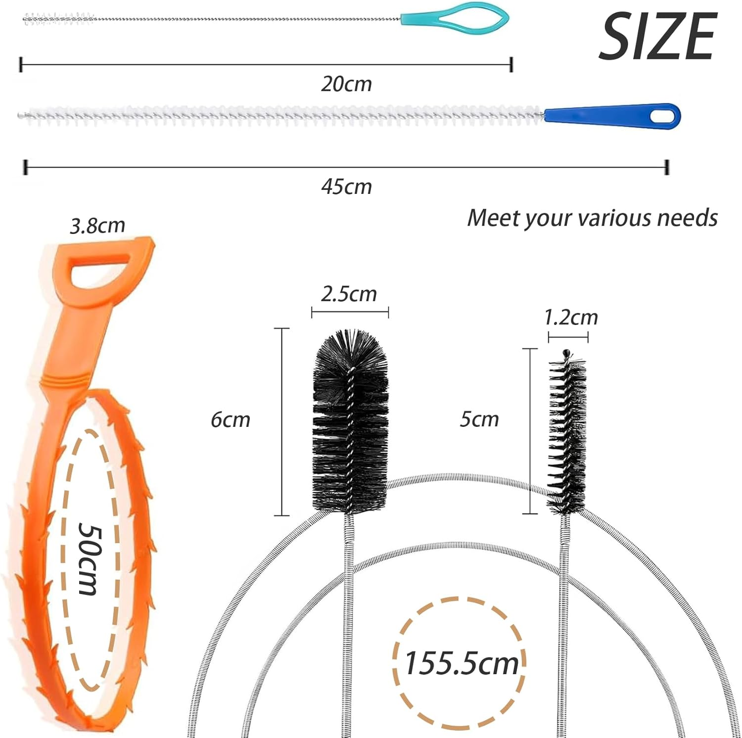 6 PCS Drain Unblocker Tools, Hair Clog Remover Sink Snake Drain, Multifunctional Plumbing Tools, Reusable, for Bathroom Toilet Kitchen Plug Hole