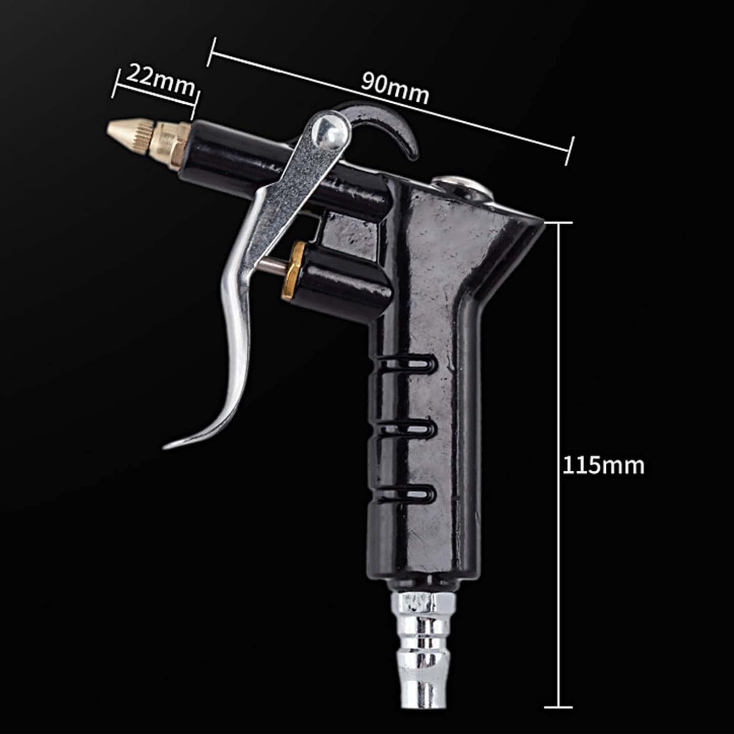 Industrial Air Blow Gun with a Brass Adjustable Air Flow Nozzle and 1 Aluminum Alloy Extended Air Blow Tube, Pneumatic Air Compressor Accessory Tool Dust Blow Blow Gun. (Short) image number 2