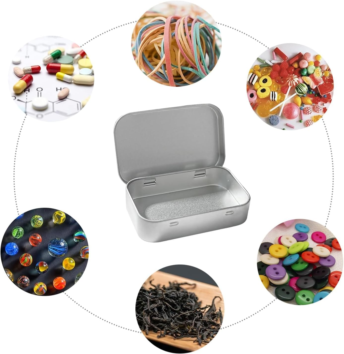 3-Pack Tin Box Candy Key Earrings Coin Metal Storage Box Small Portable Tin Metal Iron Box Metal Empty Hinged Tins Storage Boxes (Silver) image number 5