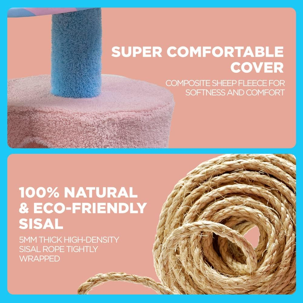 Furbulous 96CM Attractive Cat Tree Tower Scratching Post with Luxury Condo - Candy image number 1