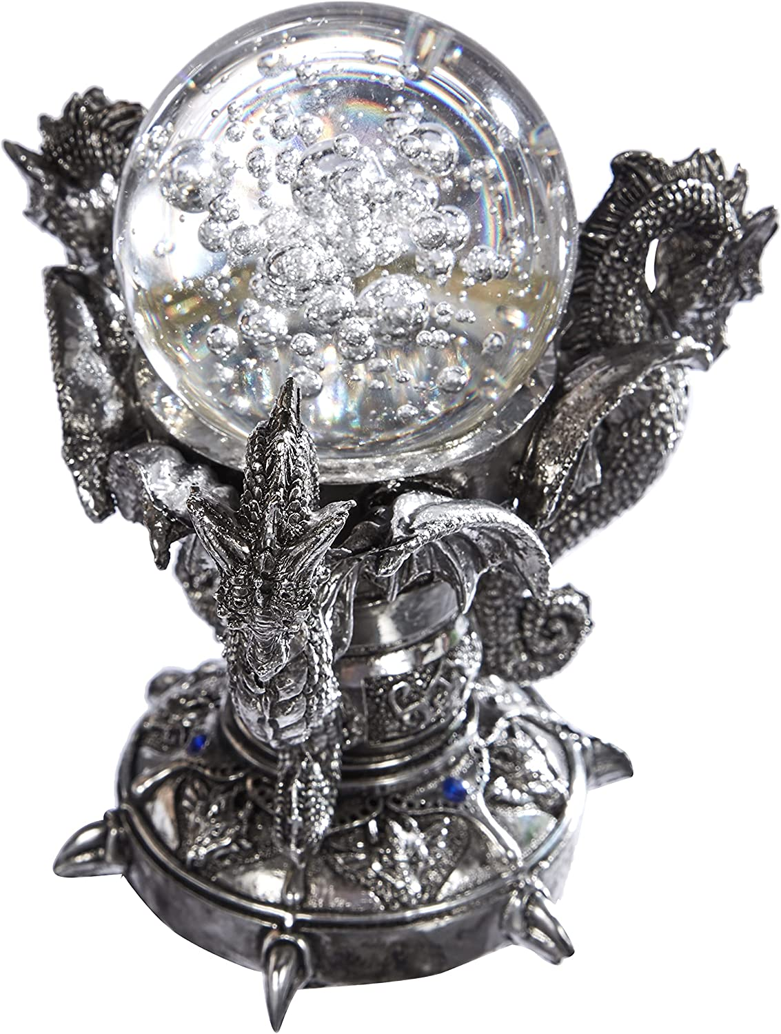 Design Toscano QS291672 Dragons of Corfu Castle Mystic Glass Globe, Silver