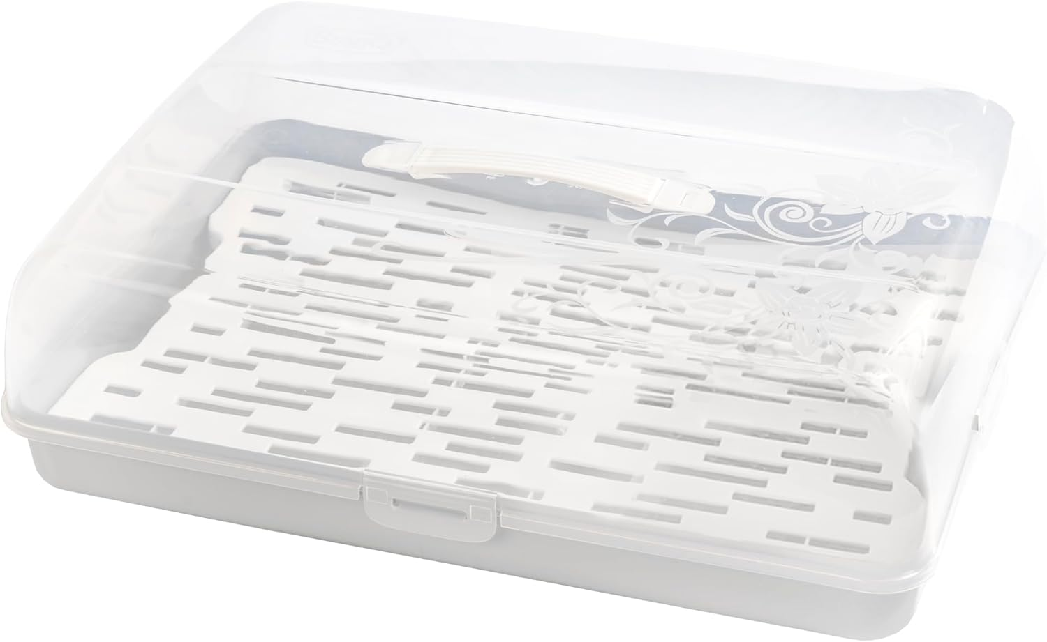 Branq Home Essential Joy round Cake Container with High Cover and Practical Carry Handle, Plastic (PP) Bpa-Free, Sage Colour/Transparent, 334 X 156 Mm image number 5