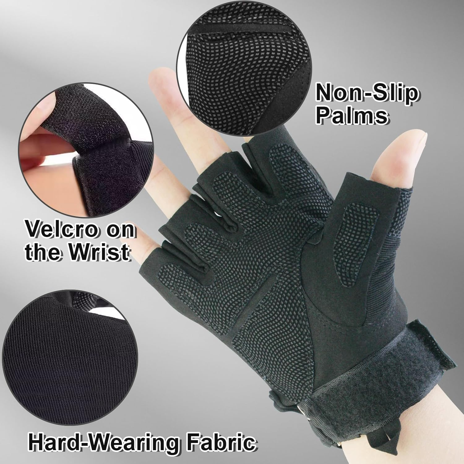 Cubeplug Mens Breathable Padded Fingerless Motorcycle Gloves Half Finger Gloves for Cycling Hiking Climbing Outdoor Sports image number 3