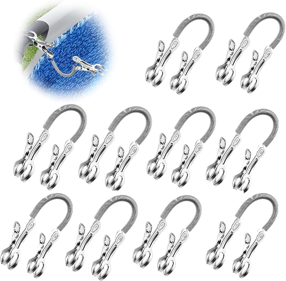 10 PCS Stainless Steel Swimming Pool Cover Clips,For Aboves Ground Pools Solar Cover Clamps,Pool Solar Cover Clips,Solar Cover Attachment Clips image number 6