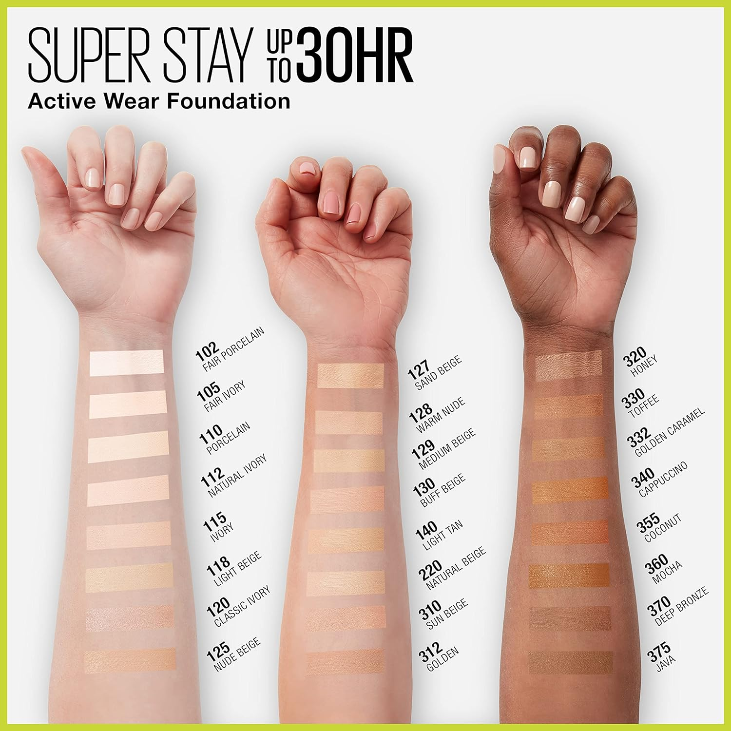 Maybelline New York Super Stay Full Coverage Liquid Foundation Active Wear Makeup, up to 30Hr Wear, Transfer, Sweat & Water Resistant, Matte Finish, Warm Nude, 1 Count image number 3
